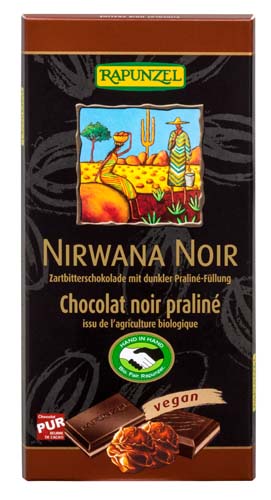 Schokolade Nirwana Noir 55% mit dunkler Trüffelfüllung